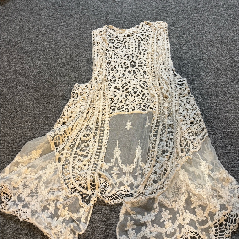Ultra Flirt Cream Lace Vest